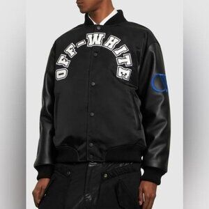 New Authentic OFF-WHITE Baseball Lea Over Puffer Varsity Jacket